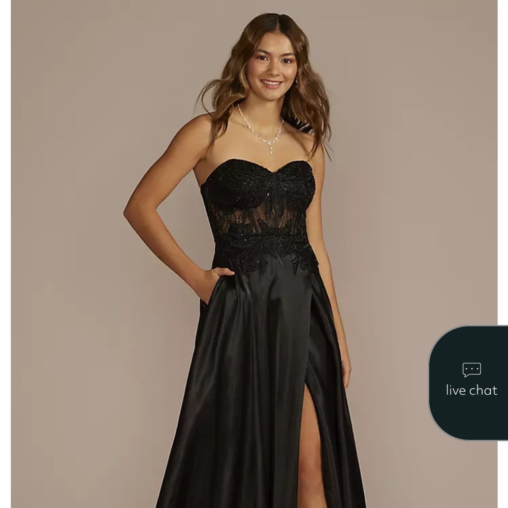 David's Bridal Elegant Black Strapless Dress